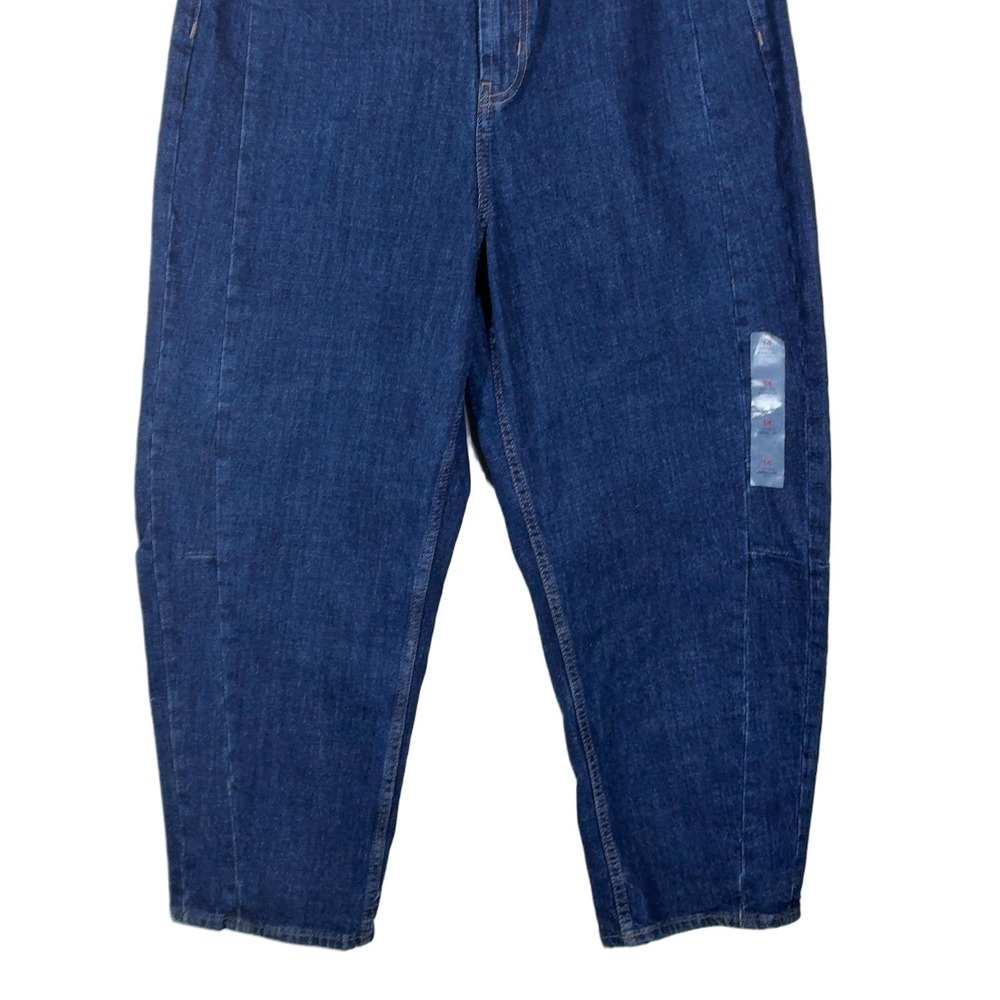 NWT Old Navy High-Rise Barrel Leg Solid Jeans Dark Indigo Modern Baggy Size 14 - Picture 5 of 9